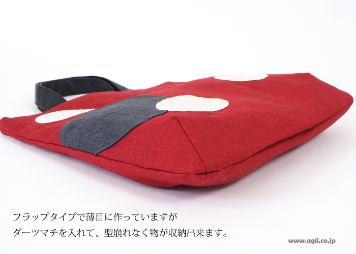 TOMOO DESIGNS トモオデザインズ トートバッグ 布製 水玉 フラットバッグ 赤 レディース