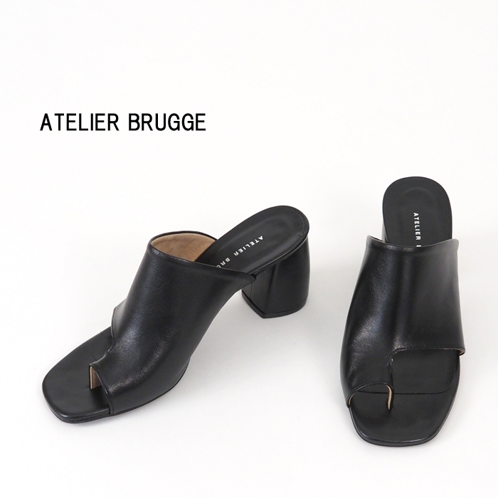 ATELIER BRUGGE アトリエブルージュ トングサンダル ヒールアップ ブラック レディース