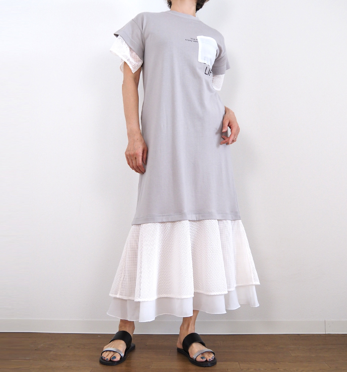 MARECHAL TERRE マルシャルテル Tシャツワンピース メッシュジョイント レディース