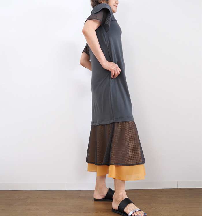 MARECHAL TERRE マルシャルテル Tシャツワンピース メッシュジョイント レディース