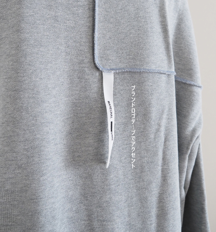 MARECHAL TERRE マルシャルテル 裏毛プルオーバー アシンメトリー配色袖 