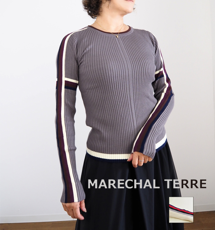 ■送無■新品未使用 MARECHAL TERRE マルシャルテル コーディガン MARECHAL TERRE マルシャルテル ハイゲージリブニット クルー