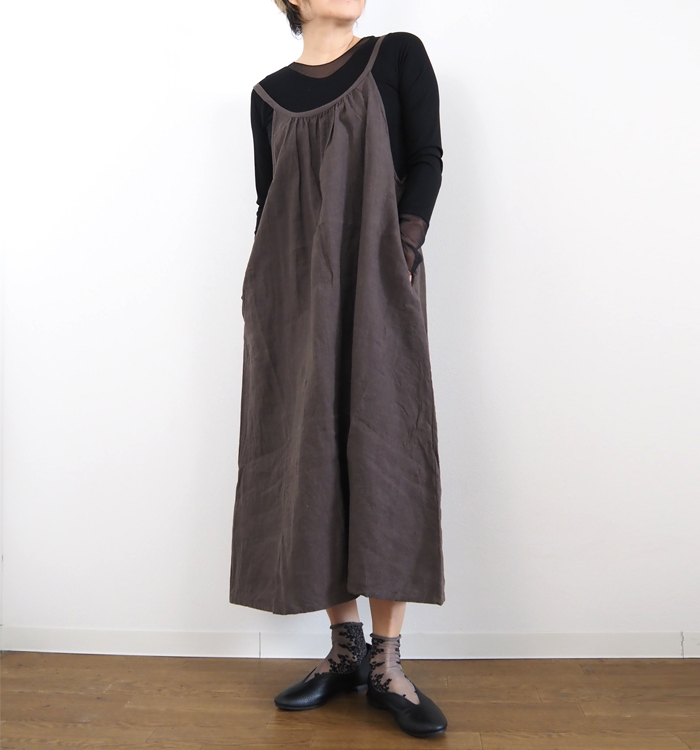 ina イナ フレンチリネン キャミソールワンピース