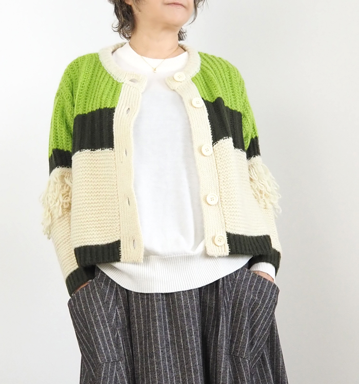 MARECHAL TERRE マルシャルテル フリンジスリーブニットカーディガン