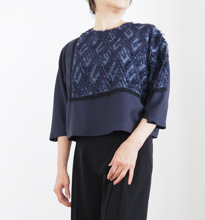 MARECHAL TERRE マルシャルテル フリンジジャガード コンビネーションブラウス