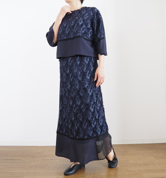 MARECHAL TERRE マルシャルテル フリンジジャガード コンビネーションブラウス