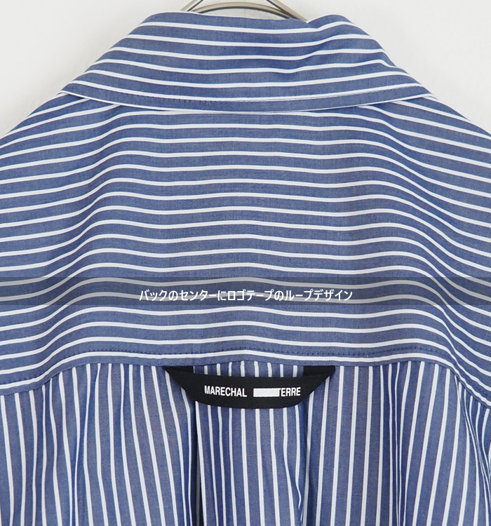 MARECHAL TERRE マルシャルテル ストライプ×無地 切替ルーズシャツ ボリュームスリーブ
