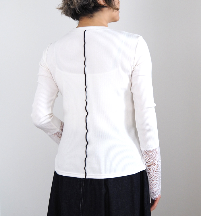 MARECHAL TERRE マルシャルテル レース付きリブカットソー プルオーバー