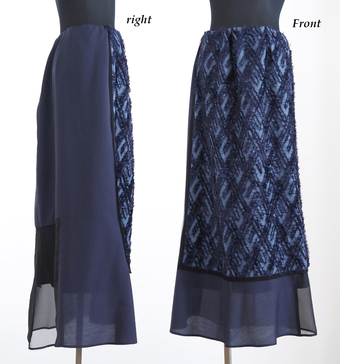 MARECHAL TERRE マルシャルテル フリンジジャガード コンビネーションスカート