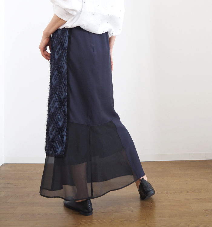 MARECHAL TERRE マルシャルテル フリンジジャガード コンビネーションスカート