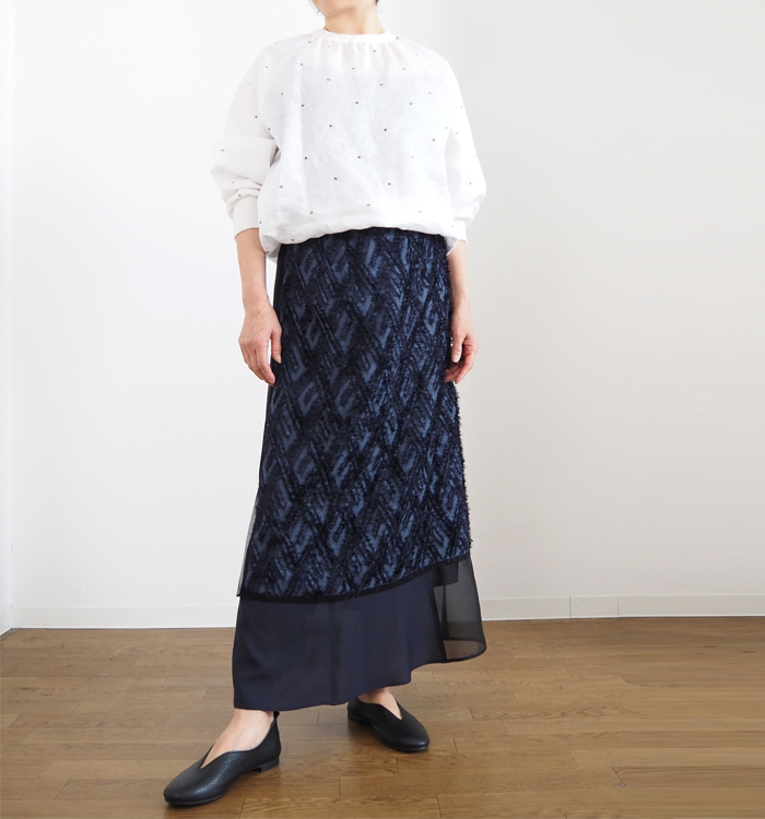 MARECHAL TERRE マルシャルテル フリンジジャガード コンビネーションスカート