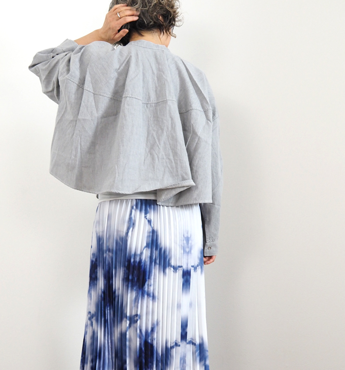 Munich ミューニック 6オンスデニム 前後2WAY クロップトブラウス レディース