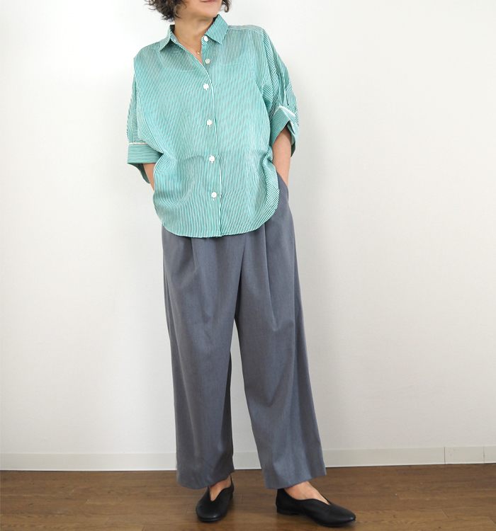 Munich ミューニック インポート先染めドルマンブラウス レディース