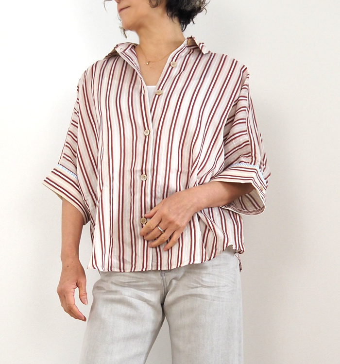 Munich ミューニック インポート先染めドルマンブラウス レディース