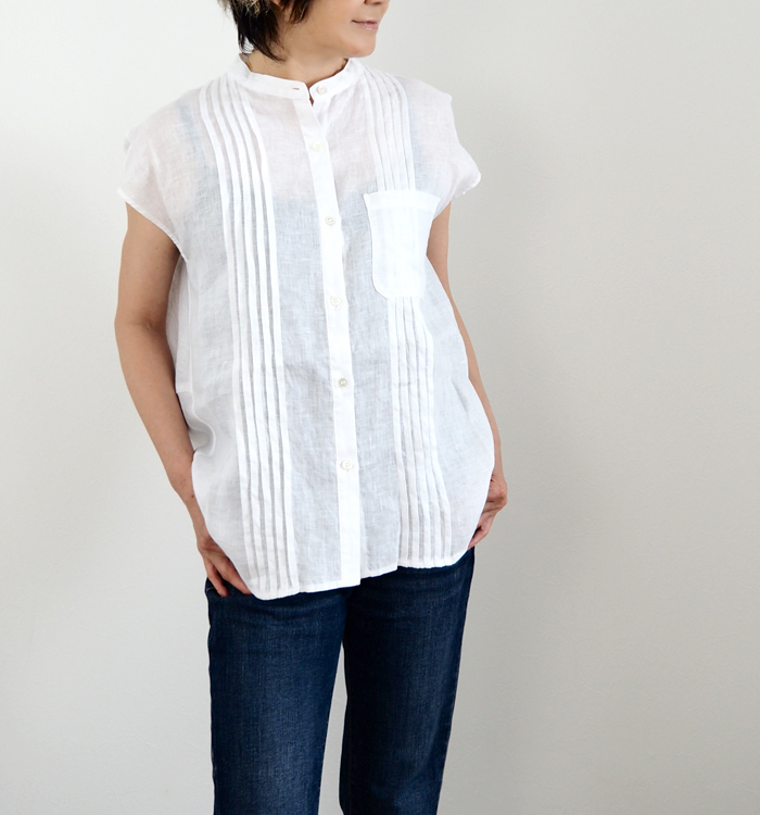 Munich ミューニック フレンチスリーブ タックリネンシャツ