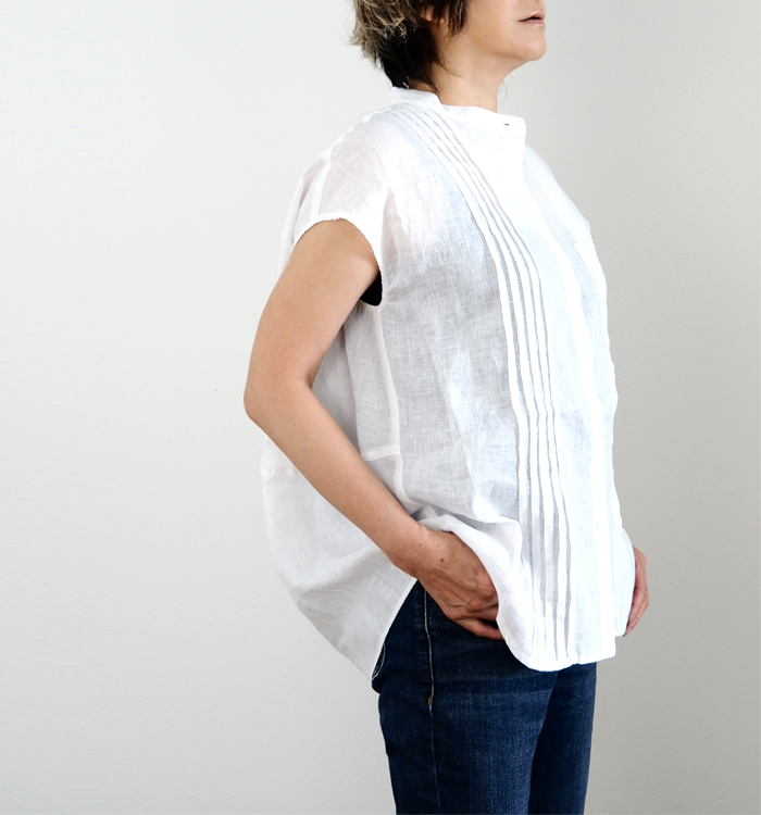 Munich ミューニック フレンチスリーブ タックリネンシャツ