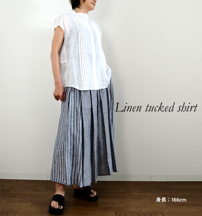 Munich ミューニック フレンチスリーブ タックリネンシャツ