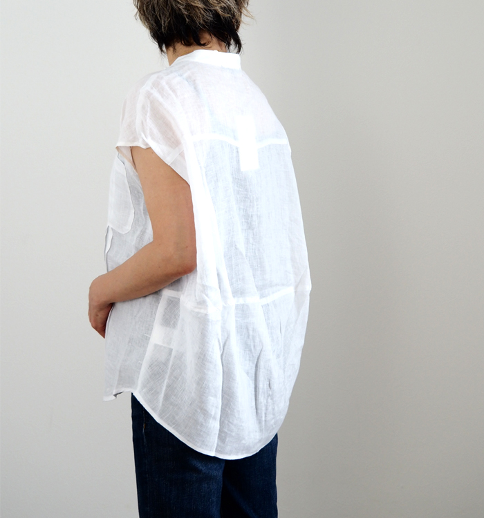 Munich ミューニック フレンチスリーブ タックリネンシャツ