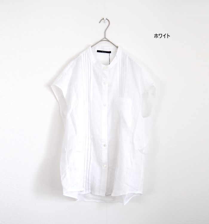 Munich ミューニック フレンチスリーブ タックリネンシャツ