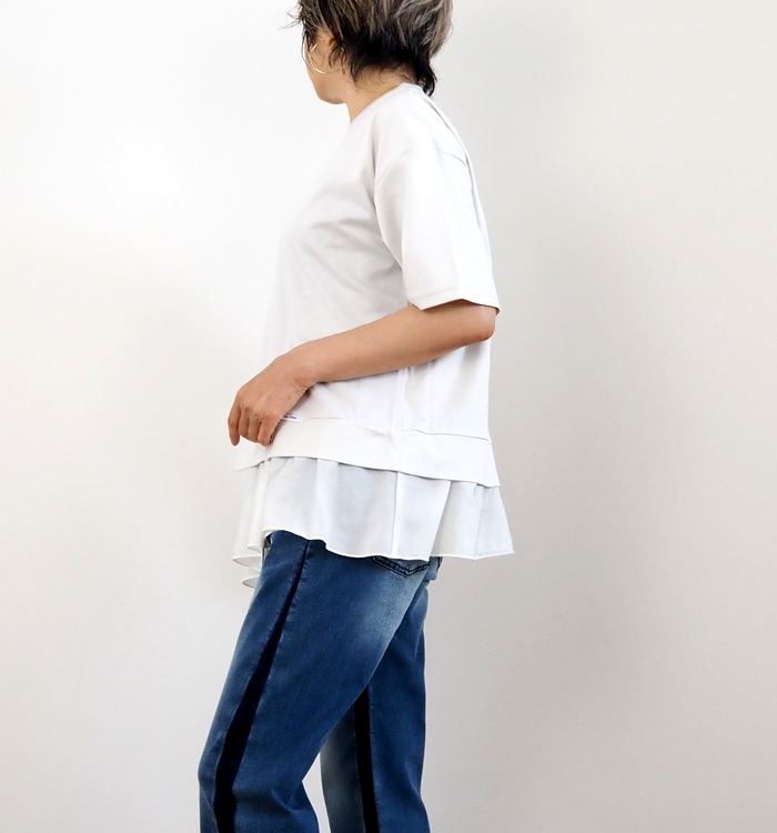 MARECHAL TERRE ヘムラッフルTシャツ 着用スタイリング