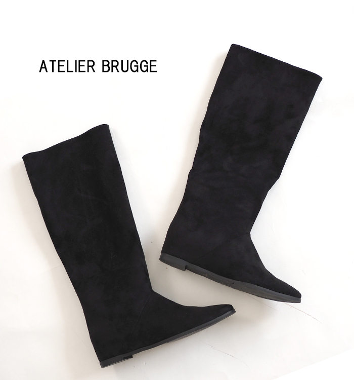 ATELIER BRUGGE フェイクスエードインヒールロングブーツ 商品全体