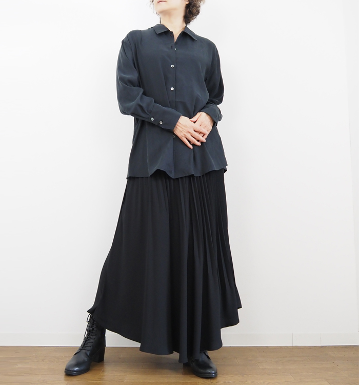 MIDIUMISOLID / ミディウミソリッド MIDIUMISOLID for Ladies シアーハイネックインナー MIDIUMISOLID ミディウミソリッド リラックスシャツ レギュラーカラー