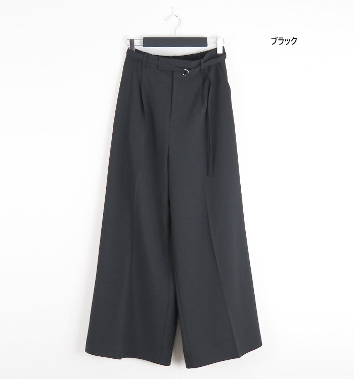 MIDIUMISOLID ミディウミソリッド ストレートワイドパンツ ブラック レディース