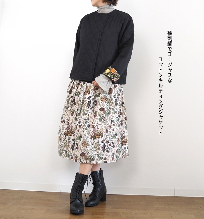 mizuiro ind ミズイロインド キルトジャケット 刺繍テープ レディース