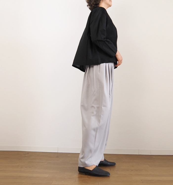 mizuiro ind ミズイロインド ハイウエストタックパンツ レディース