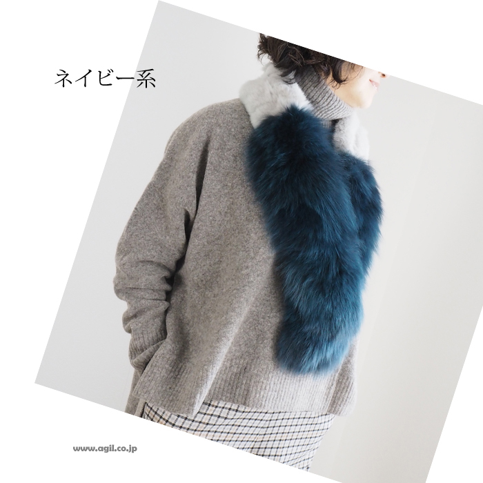 ATELIER BRUGGE アトリエブルージュ フォックスxレッキスファー ロングマフラー レディース