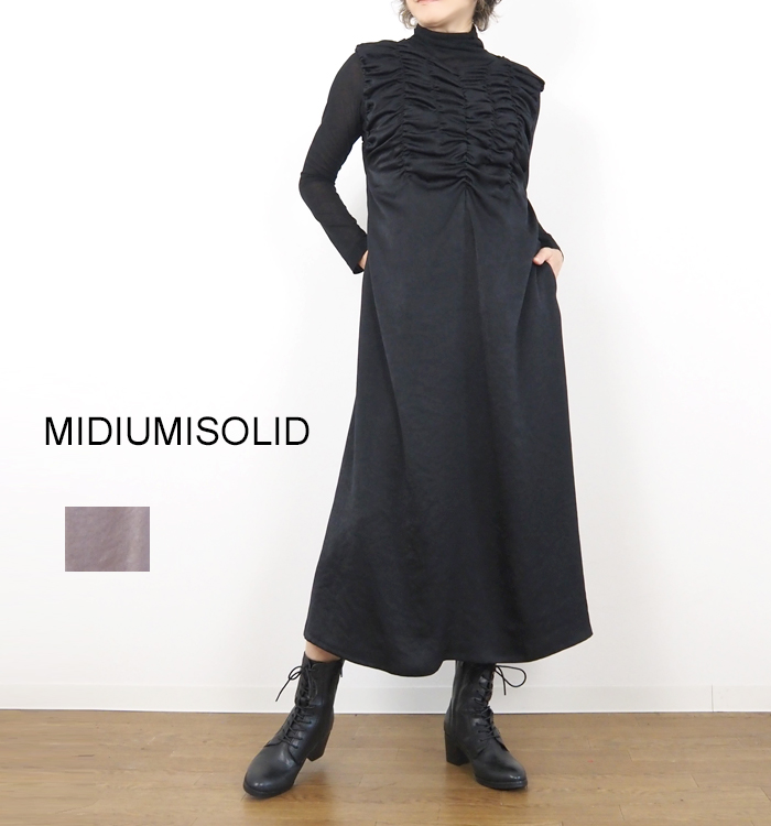 MIDIUMISOLID ミディウミソリッド ランダムシャーリングワンピース レディース