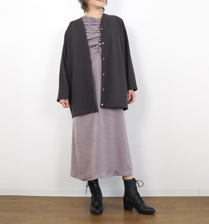 MIDIUMISOLID ミディウミソリッド ランダムシャーリングワンピース レディース