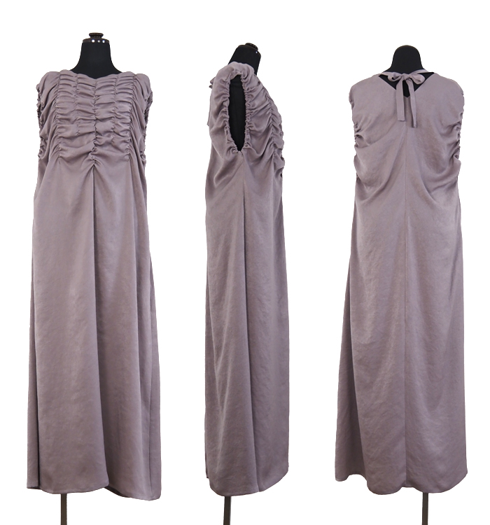 MIDIUMISOLID ミディウミソリッド ランダムシャーリングワンピース レディース