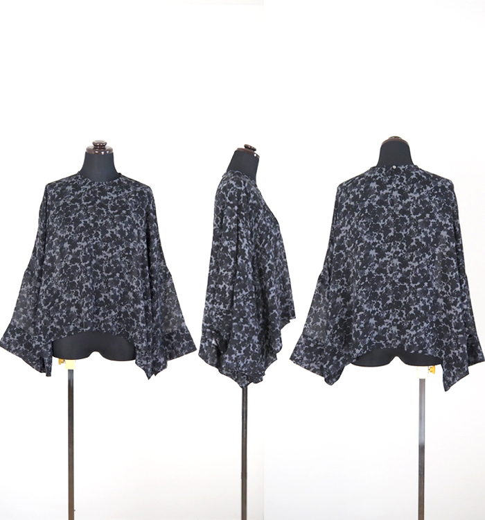 mizuiro ind ミズイロインド フラワープリント ワイドプルオーバー ブラック系