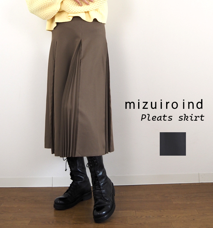 mizuiro ind ミズイロインド プリーツスカート ミドル丈 レディース 4