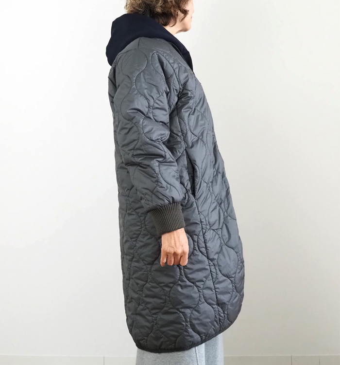 MidiUmi ミディウミ キルティングロングコート ノーカラー レディース