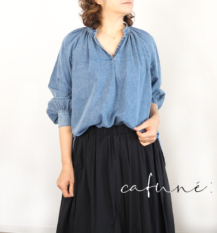 cafune カフネ ダンガリーデニム スキッパーシャツ レディース