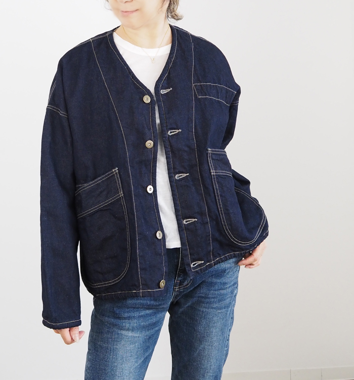 SYNANOGUES 53 シナノーグ Vネック デニムジャケット レディース