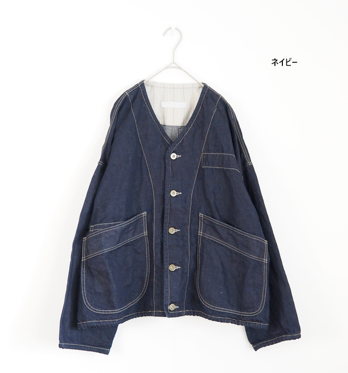SYNANOGUES 53 シナノーグ Vネック デニムジャケット レディース