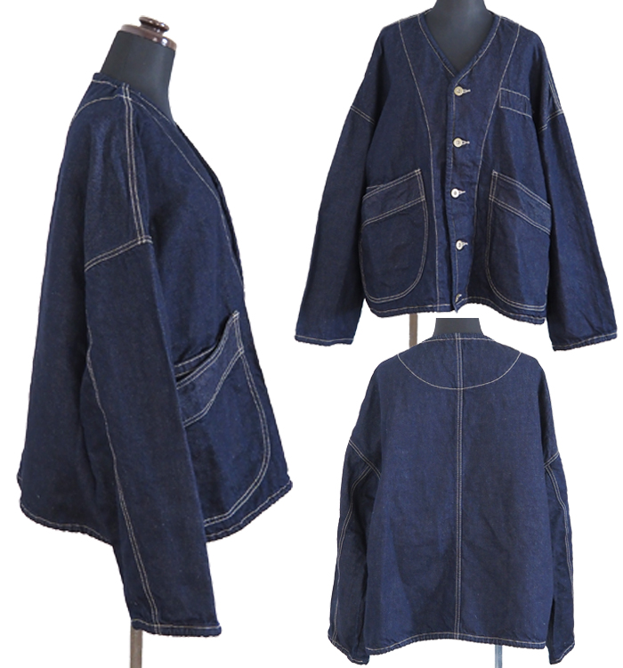 SYNANOGUES 53 シナノーグ Vネック デニムジャケット レディース