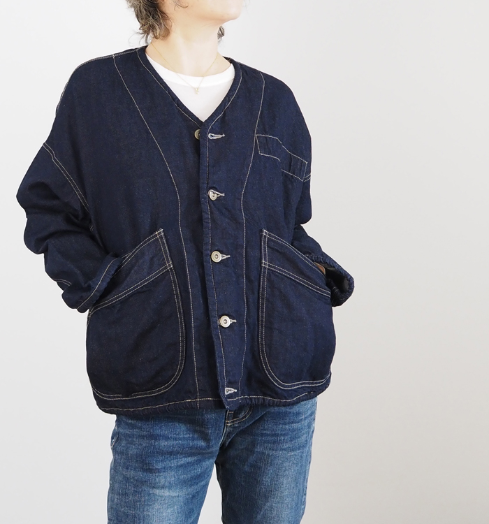 SYNANOGUES 53 シナノーグ Vネック デニムジャケット レディース