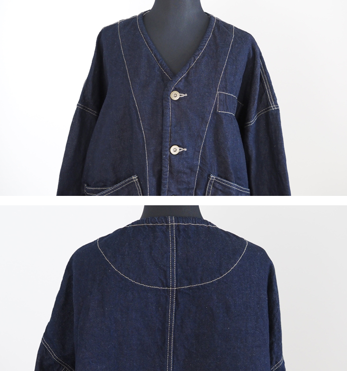 SYNANOGUES 53 シナノーグ Vネック デニムジャケット レディース