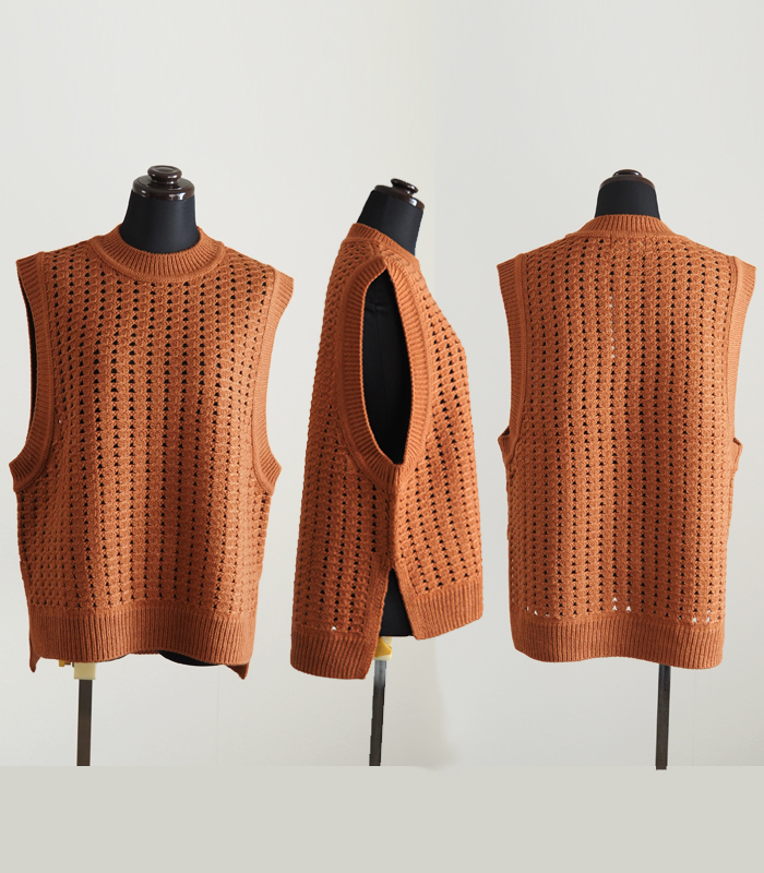 sosotto ソソット 透かし編みスリットベスト レディース