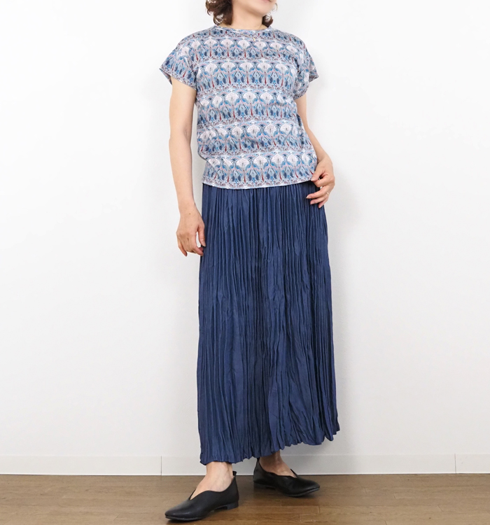sosotto ソソット リバティプリント半袖Tシャツ クルーネック レディース