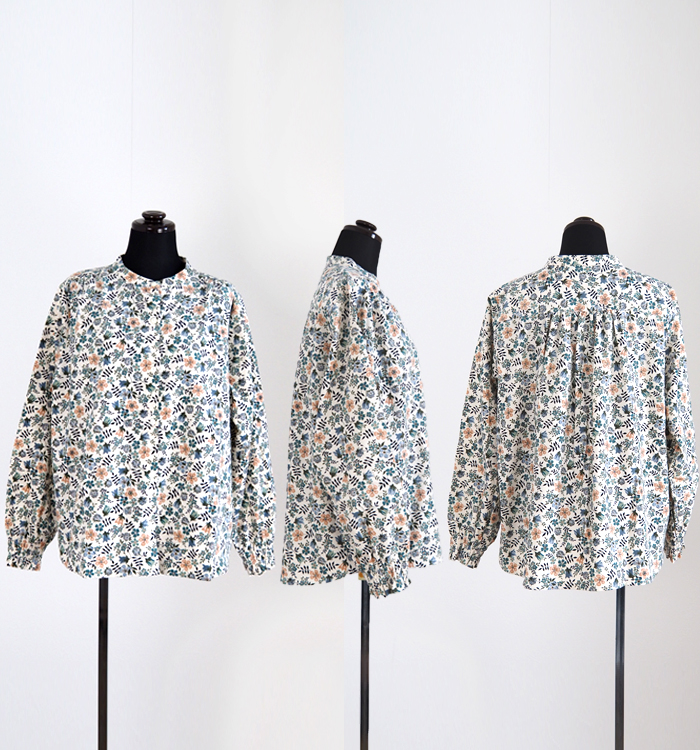 sosotto ソソット ブラウス LIBERTYコーデュロイ バンドカラー 袖