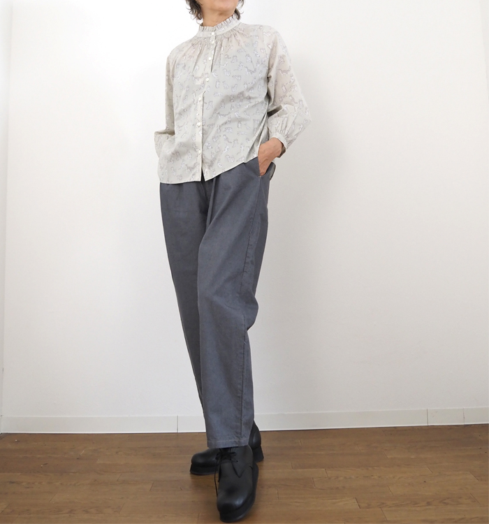 sosotto ソソット ブラウス LIBERTYタナローン フリルカラーシャーリング レディース