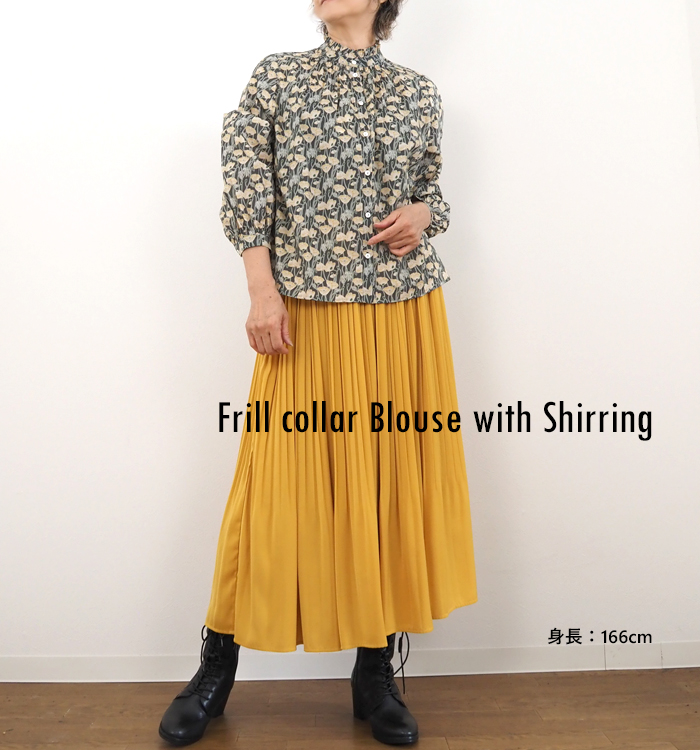 sosotto ソソット ブラウス LIBERTYタナローン フリルカラーシャーリング レディース