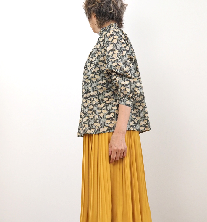 sosotto ソソット ブラウス LIBERTYタナローン フリルカラーシャーリング レディース