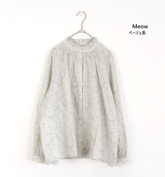 sosotto ソソット ブラウス LIBERTYタナローン フリルカラーシャーリング レディース