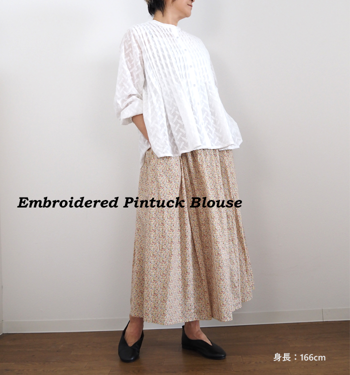sosotto ソソット 刺繍ピンタックブラウス 小枝柄